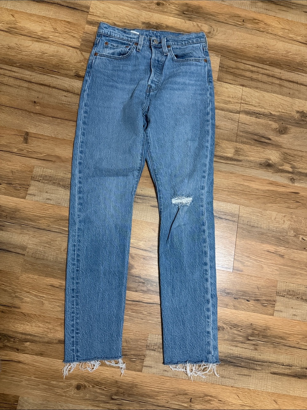 Levi's 501 s Straight Light Blue Denim ankle Jeans sz26 - Picture 2 of 7